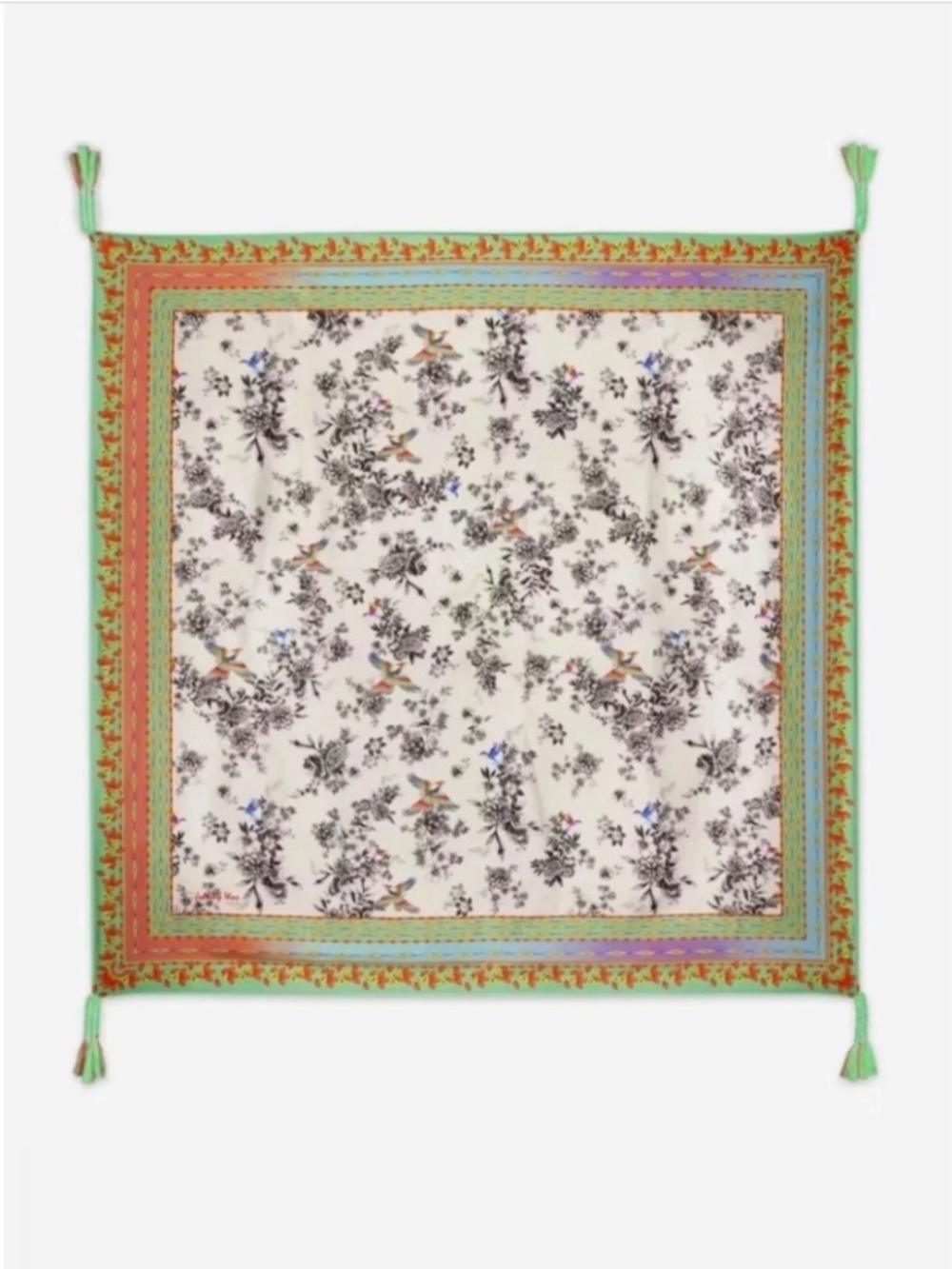 Johnny Was Dreamer Garden Silk Scarf Dreamer Ivory 44X44 OS
